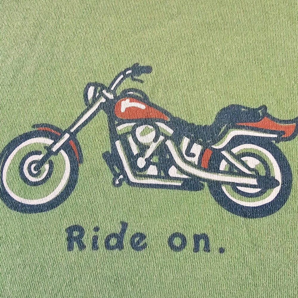 Life Is Good Olive Tee with Motorcycle Graphic